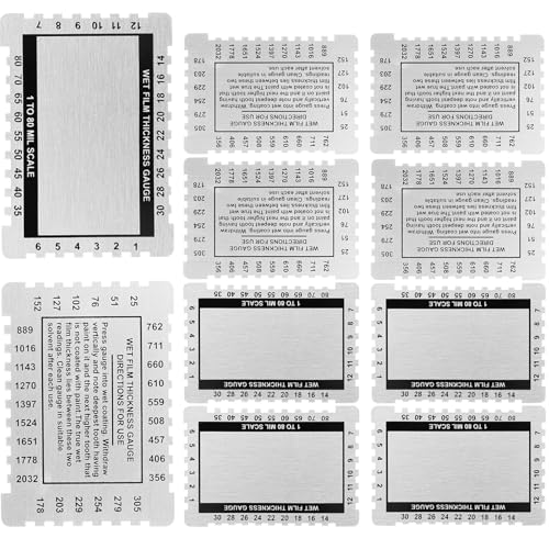 Wet Film Thickness Gauge for Paint Wet Comb Aluminum Alloy Mil Gauge, 1-80 Mil Scale Dual Scale for Resins Measuring (10 Pack) - size: 10 PACK