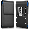 Gcepls Universal Cowhide Leather Phone Holster with Belt Clip for iPhone 14 Pro Max,13 12 Pro Max,Galaxy S23 Ultra,S22 Ultra (Vertical-Black-1, X-Large(6.89x3.55x0.71”)) - color: Vertical-Black-1, size: X-Large(6.89x3.55x0.71”)