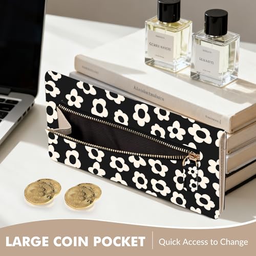 Anikathy Womens Wallet, Rfid Wallets for Women,Slim Thin Credit Card Holder Organizer Purse,PU Leather Cute Long Bifold Clutch Cash Wallet with Zipper Coin Pocket,Ladies Gift,Beige Flower - color: Beige Flower