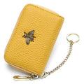 imeetu RFID Credit Card Holder, Small Card Wallet Women, Leather Card Case | Genuine Leather Women's Card & id Cases, Change Coin Purse with Zipper Keychain id Window, 20 Colors & 3 Styles, Daily, Gifts - color: Pro - Yellow, size: Pro