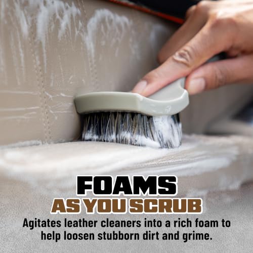 Chemical Guys, Nifty Leather Detailing Brush, Synthetic Horse Hair | Safe on genuine, synthetic, vegan, colored leather, angled head keeps hands clean, pairs with Chemical Guys Leather Cleaner