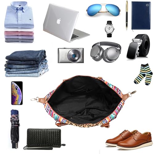 Weekender Bag Duffle Bag For Women Large Travel Tote Bag Overnight Weekend Bags With Shoulder Strap Cow Leopard Atzec… - color: Serape Leopard
