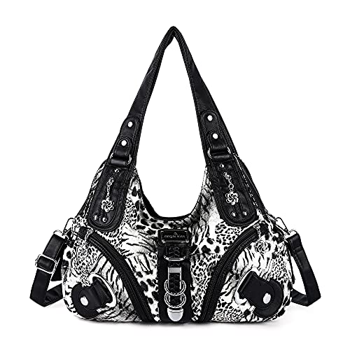 Angelkiss Hobo Purses and handbags for Women Satchel Handbag Women Purses Large Daily Shoulder Bags - color: Black-leopard