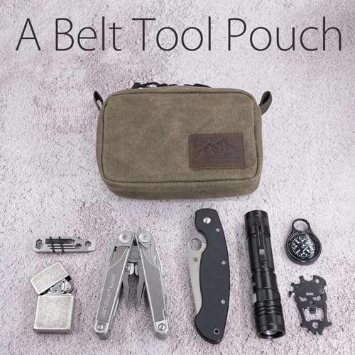 Belt Pouch for Men Women YKK Zippers EDC Pouch, Belt Bag Waist Pack for Hiking, Water Resistant, Waxed Canvas, Olive - color: Olive Medium