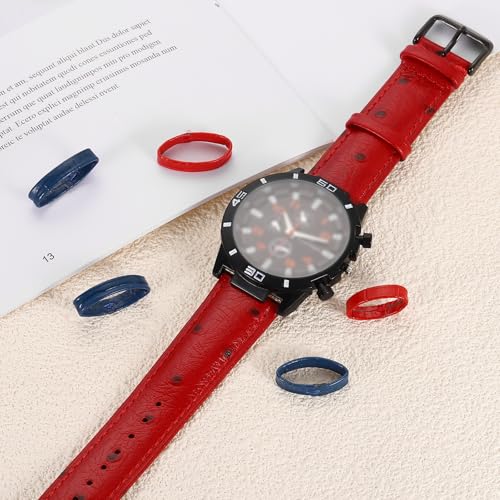 HARFINGTON Leather Watch Band Loops Replacement Watch Strap Holder Retainer Wristwatch Strap Fastener Rings for Wristband - color: Blue, size: 18mm