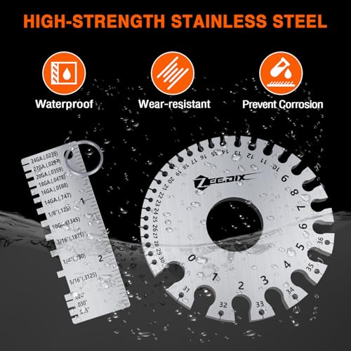 ZeeDix 4 Pcs Stainless Steel Metal Sheets Welding Thickness Gauge | Wire Gauge Measurement Tool, Standard Dual-Sided Round Wire Cable Sheet Gage and Wire Welding Material Thickness Gauge - style: Measuring combination-4