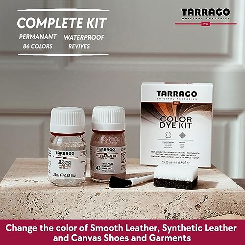 Tarrago Leather Dye Kit with Deglazer and Applicator - Restore & Recolor Shoes, Boots, Purses, Wallets, Jackets, and Furniture - Rich Pigment - 25mL - color: Brown Sugar #20