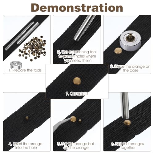 200sets Double Round Cap Leather Rivets Double Cap Rivets Tubular Leather Studs Repairs Metal Rivet Decoration Fabric Rivet Leathers Fasteners for Crafting Clothes Shoes Accessories (6mm Bronze)