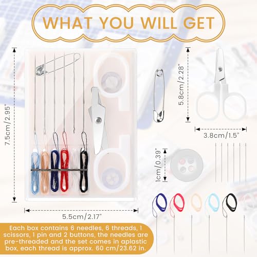 Knitgrip 72 Boxes Travel Sewing Kit Mini Sewing Kits Bulk Portable Pocket Sewings Supplies Accessories DIY with Needle Thread Buttons Scissors for Adults Teen Beginner Mom Grandma Women Gifts