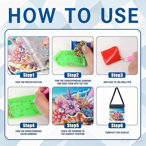 DDGYP DIY Diamond Painting Crossbody Bag - 5D Diamond Art Kits for Adults | PU Leather Art Bag with Shell Beach Design, Craft Kits for Women, Ideal for Gifts & Everyday Use - color: Beach 1