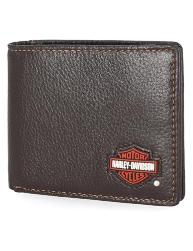 Harley-Davidson Men's Genuine Leather Rfid Blocking Wallet - color: Brown (Rubber Patch Billfold)