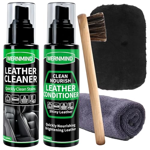 Leather Cleaner Conditioner Car Interiors Care Kit Seat Purses Bags - color: Clear Spray & Condiction Spray