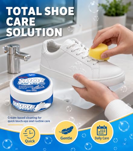 Multi-Purpose Cleaner Cream100g for Sneaker, Leather Shoes/Bags/Sofa/Headset and More PU, Rubber & Faux Leather Surface - Stain Remover & Polish Kit
