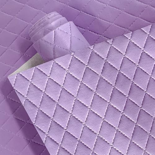 Diamond Quilted Pattern Artificial Faux Leather 11.8x53inch (30x135cm) Super Soft Craft Supplies Synthetic Leather DIY Hair Bows, Handbags and Craft Supplies (Violet) - color: Violet