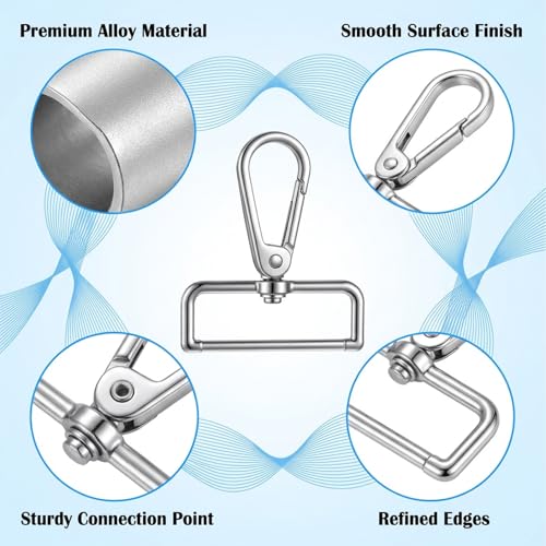 40 Pcs 1-1/2 Inch Lobster Claw Swivel Clasps, D Ring Swivel Lobster Claw Clasps, Metal Lobsters Lanyard Clasp, Push Gate Snap Hooks for DIY Crafts Keychain Purse Bag Making