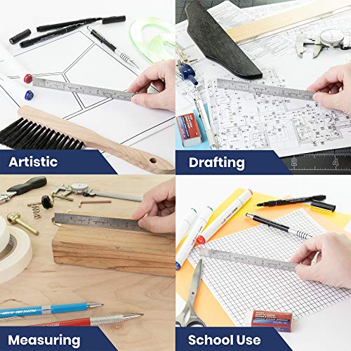 Pacific Arc 6 Inch Stainless Steel Ruler with Inch/Metric Conversion Table, 2 Pack - style: 2 Pack | 6 in