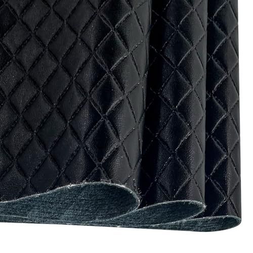 Diamond Quilted Pattern Artificial Faux Leather 11.8x53inch (30x135cm) Super Soft Craft Supplies Synthetic Leather DIY Hair Bows, Handbags and Craft Supplies (Black) - color: Black