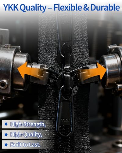 Zipper Repair Kit for YKK #10 Heavy Duty Nylon Zipper Chain 5 Yards | 8 Pull-Tab Sliders (4 Long Pull & 4 Double Pull), Stops, For Outdoor Gear Repair, DIY, Boat Covers, Camping Gear - color: 10#-9 Pcs