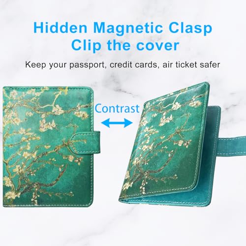 Passport Holder Cover, ACdream Protective Premium Leather RFID Blocking Wallet Travel Case for Passport/Credit Card/Air Ticket, - color: Z- Almond Blossom