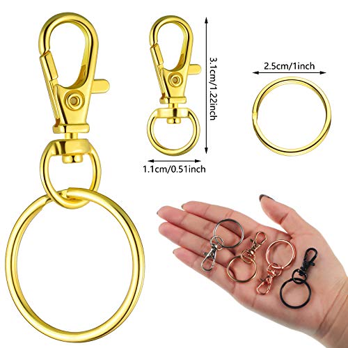 Hotop 100 Pcs Swivel Clasp Set with 50 Snap Hooks 50 Key Chains Rings