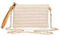 COOKOOKY Womens Straw Clutch Bag Bohemian Summer Beach Straw Purse Zipper Wristlet Wallets for Women - color: White