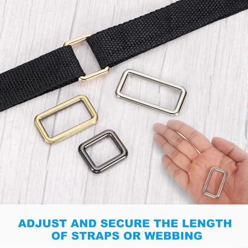 PATIKIL Flat Metal Rectangle Rings, Square Loop Webbing Belt Buckle for Strap Keeper Leathercraft Bag Belt DIY Purse Making - color: Light Golden, size: 1-1/4" / 32mm