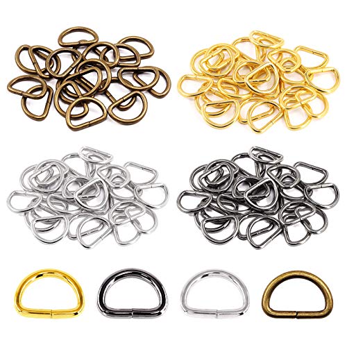 Swpeet 120Pcs 3/4 Inch - 20mm 4Colors Multi-Purpose Metal D Ring Semi-Circular D Ring for Hardware Bags Ring Hand DIY Accessories (Mixed Color, 3/4 inch) - color: Mixed Color, size: 3/4 inch