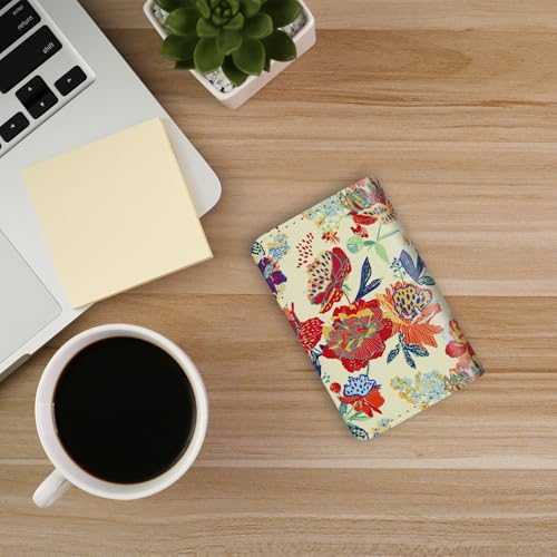 Business Card Holder，PU Leather Business Card Case Color Printing Pattern Card Holder Wallet，Pockets Magnetic Credit Card Holders for Men and Women - Purple Flowers - color: Light Purple