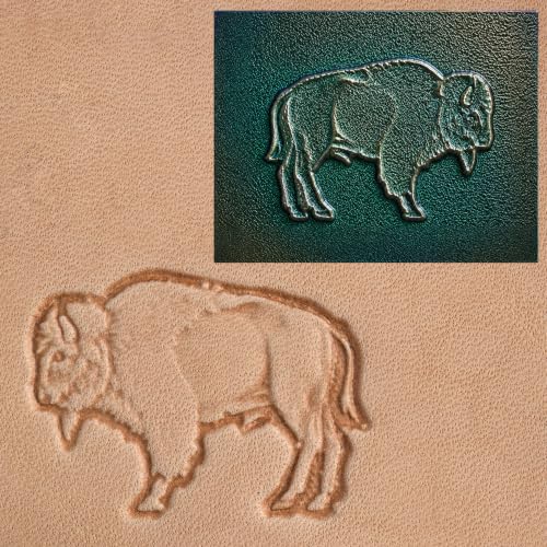 Tandy Leather Craftool Buffalo 3D Stamp - Buffalo Leather Stamp Tool for Western Tooling, Leathercraft, and Custom Handmade Designs - Leather Stamp for Wallets, Belts, Bags, Keychains