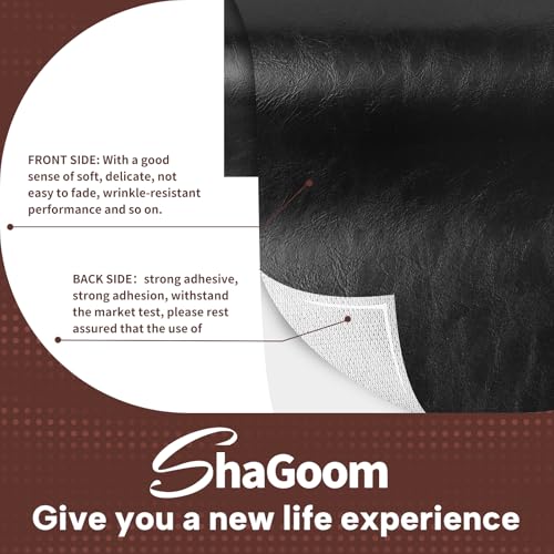Shagoom Leather Repair Patch, Vinyl Repair Patch for Couches Furniture | Glossy Leather, Self-adhesive, Quick Repair, Strong Stick, Large Size, Couch Repair Patch, Furniture Repair Tape - color: Glossy Black, size: 17X79 inch