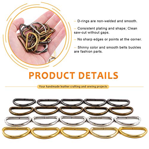 1 inch 25mm Metal Belt Buckle Hardware Assortment Webbing Strap Loops Clasp for Belt Craft DIY Accessories - style: D Rings