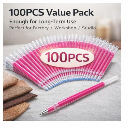 KIMISS High Temperature Disappearing Pen Refills, for Fabric & Leather Marking, Heat Erasable Tailoring Tool, 100pcs Red Fade Ink Refill, Sewing Accessory