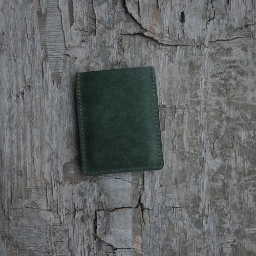 Front Pocket Card Case Slim Wallet Card Holder for Men & Women Minimalist Leather Wallet Card Holder Distressed Gifts - color: Blackish Green