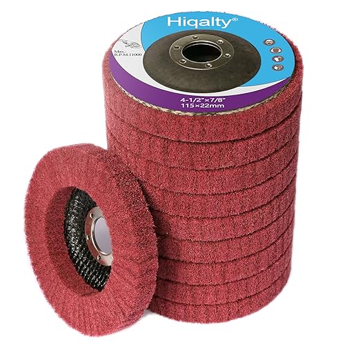 10Pcs 4 1/2" x 7/8" Non-Woven Flap Disc Polishing Grinding Wheel,Scouring pad Buffing Wheels for Angle Grinder,Flap Discs for Power-Operated Grinders - style: red