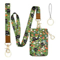 bolimoss Cute 2-in-1 ID Badge Holder & Lanyard Wallet, Black Cat Floral Wallet with Removable Wristlet & Neck Lanyard, Clear Window, 5 Card Slots, 1 Side Zipper Pocket, Ring Keychain - color: Black Cat Flower