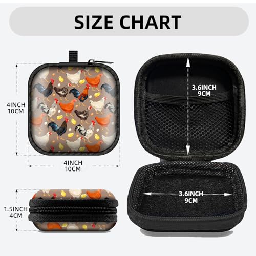 Square Data Cable Earbud Charger Coin Storage Bag Shockproof and Drop-Proof EVA Material Compatible with AirPod(Rooster Chicken) - color: Rooster Chicken