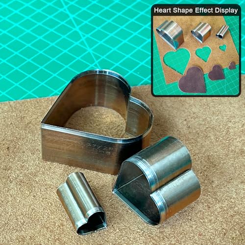 9 Pcs Leather Hole Cutter Tool Set, 3 Sizes Heart Star Water Drop Cutters Tools Kit High Carbon Steel Heart Die Cutters, Leather Hole Punch Cutting Dies Kit for DIY Leathercraft - style: 9 Pcs Heart+Ster+Teardrop