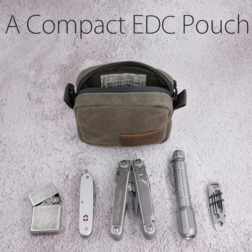 Belt Pouch for Men Women YKK Zippers EDC Pouch, Belt Bag Waist Pack for Hiking, Water Resistant, Waxed Canvas, Olive - color: Olive Small