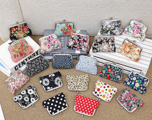 Cute Floral Buckle Coin Purses Vintage Pouch Kiss-lock Change Purse Wallets… - color: 27