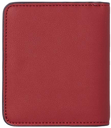 Toughergun Women’s Small Slim Leather Wallet with RFID Protection, Compact Bifold Mini Purse with Clear ID Window - color: 11 ReNapa Red Deep