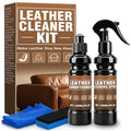 4-Piece Leather Cleaner & Conditioner Kit, 4oz Each | For purses, car seats, leather boots & small leather goods, fades surface stains & minor scuffs, kit with cloth & sponge