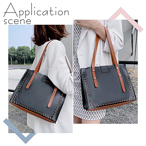 PH PandaHall DIY Tote Leather Bag Kit Black Brown Large Tote Bag Easy Handcraft Shouler Bags with Insert Organizer Bags Straps Screws Buckles and Kintting Tool Screwdriver for Women Purses Gifts