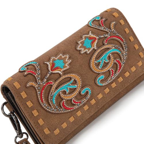 Montana West Wallet for Women Wristlet Wallet Ladies Felame Large Capacity Clutch Wallets MW1348-W002BR - color: Brown