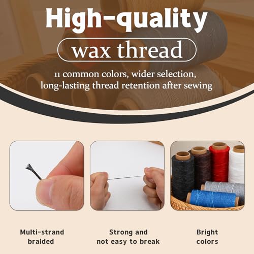 Jupean Waxed Thread for Leather Threads Wax Thread for Leather Sewing - color: Medium Coffee