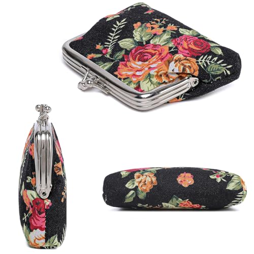 Cute Floral Buckle Coin Purses Vintage Pouch Kiss-lock Change Purse Wallets… - color: 20