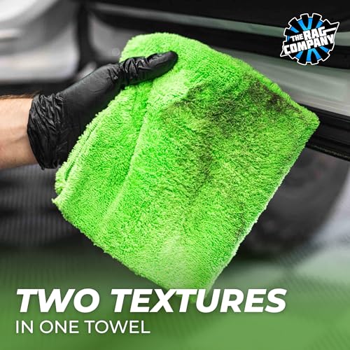 The Rag Company - Creature Edgeless Auto Detailing Towels (10-Pack) Professional 70/30 Blend, Dual-Pile Plush Microfiber, Buffing & Polishing, 420gsm, 16in x 16in, Lime Green - color: Lime Green