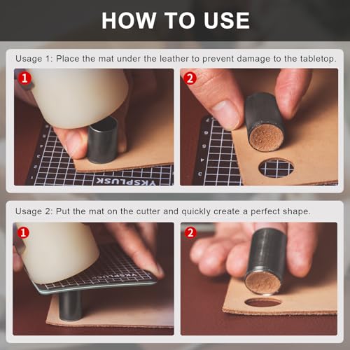 Leather Circle Cutter Tool Set, 9 Pieces Circle Punch Tools 15 20 25 30 35 40 45 50 55mm, High Carbon Steel Round Cutting Dies - Leather Hole Punch Tool Kit for DIY Leathercrafts - style: 9 Pcs Circle