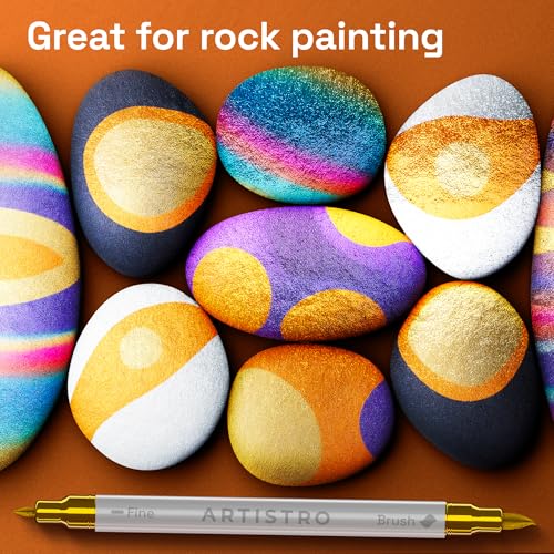 ARTISTRO 24 Metallic Dual-Tip Acrylic Paint Marker Pens for Drawing