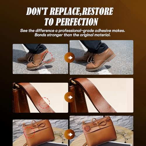 Professional Leather Glue Adhesive -4.23 oz Industrial Strength, Clear & Flexible Bond for Shoes, Bags, Purses, Furniture, Car Seats, Jackets (Repair Vinyl, Suede, Upholstery, Rubber)
