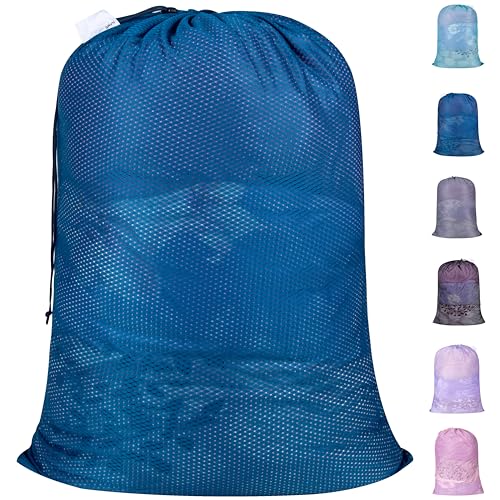 Polecasa Heavy Duty Diamond Mesh Laundry Bag, 24x36", Blue | Extra Large Laundry Hamper Bag, Holds 2-3 Loads, Tear Resistant Mesh, Breathable Design, Drawstring Closure - color: Blue, size: 24"x36" |1 Pack